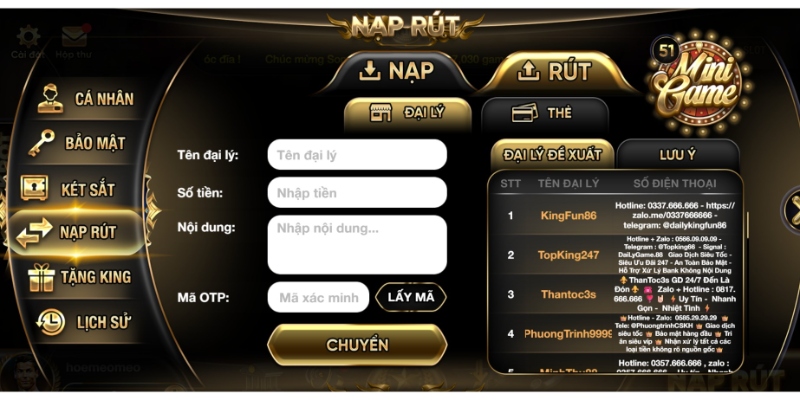 Rút Tiền 1 Rút tiền Kingfun